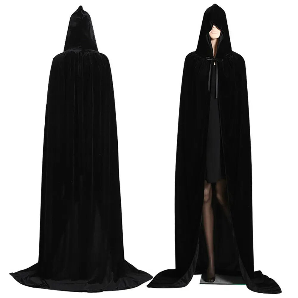 Cape en Velours à Capuche pour Adulte – Costume Médiéval Sorcière, Vampire, Wicca – Manteau Élégant Halloween, 5 Couleurs ***Anglais *** Adult Velvet Hooded Cloak – Medieval Witch, Vampire & Wicca Costume – Elegant Halloween Coat, 5 Colors