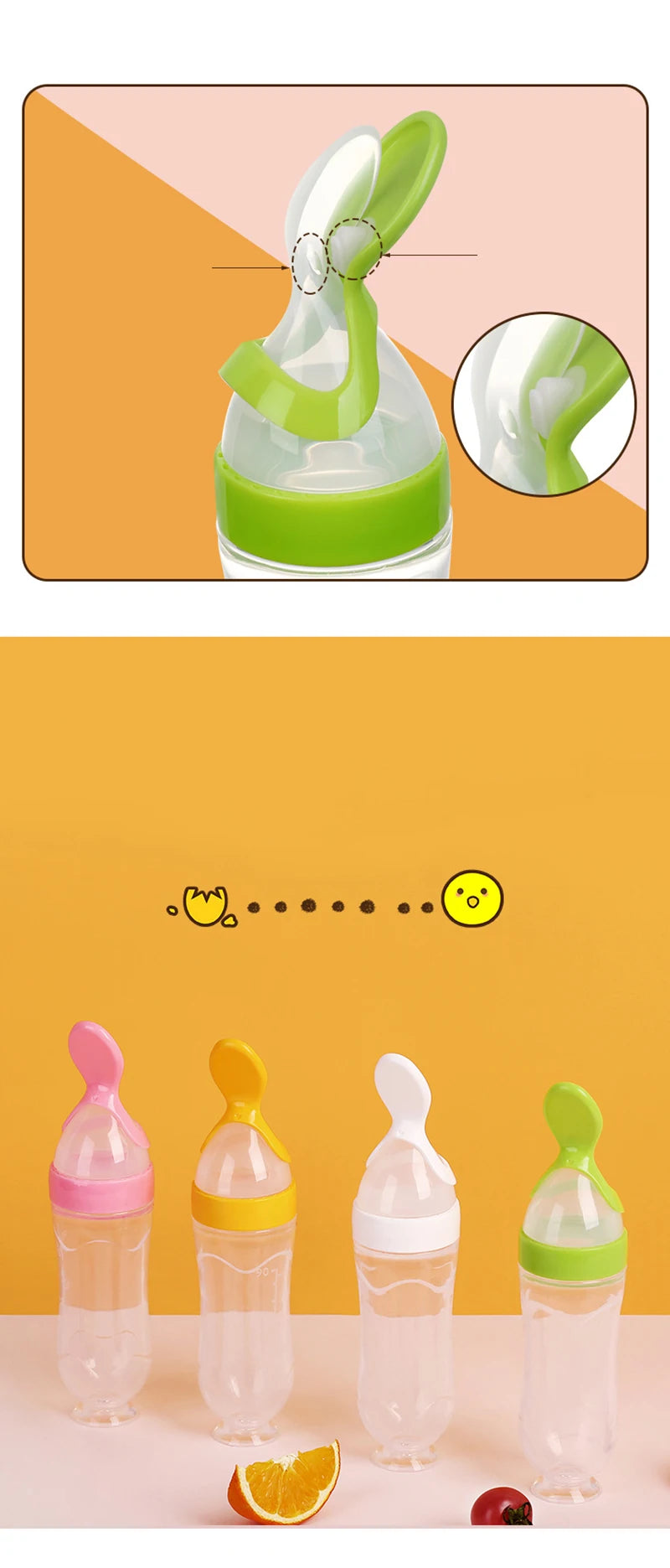 Cuillère alimentation progressive bébé - Baby progressive feeding spoon