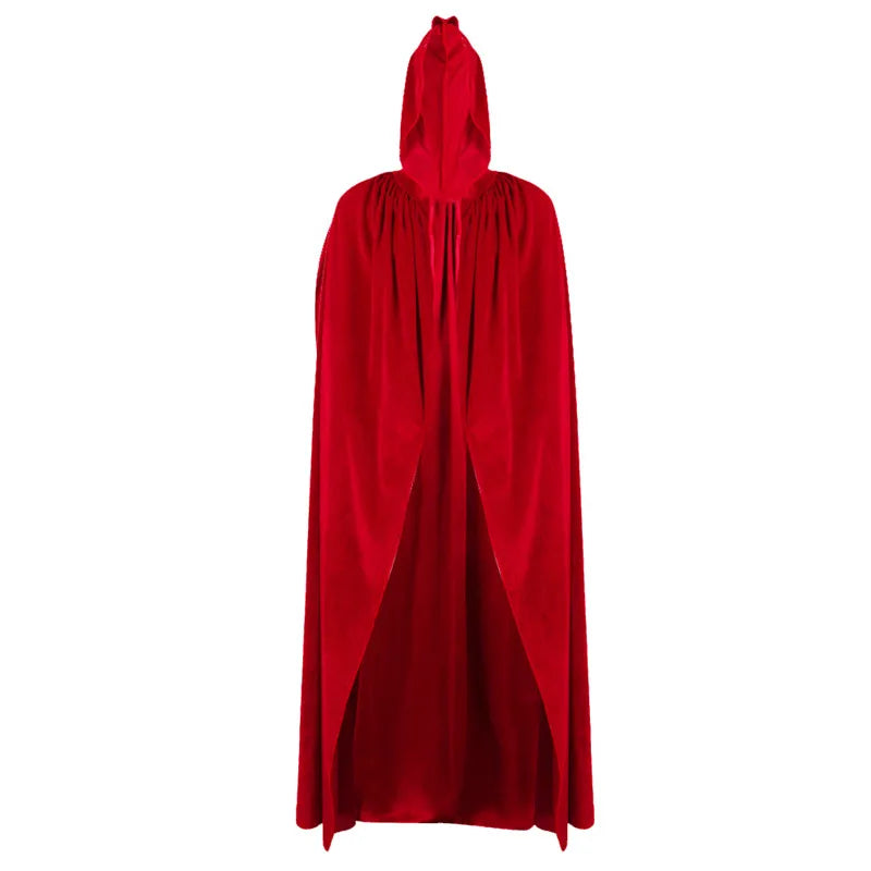 Cape de Sorcière en Velours Rouge avec Capuche – Adulte Unisexe