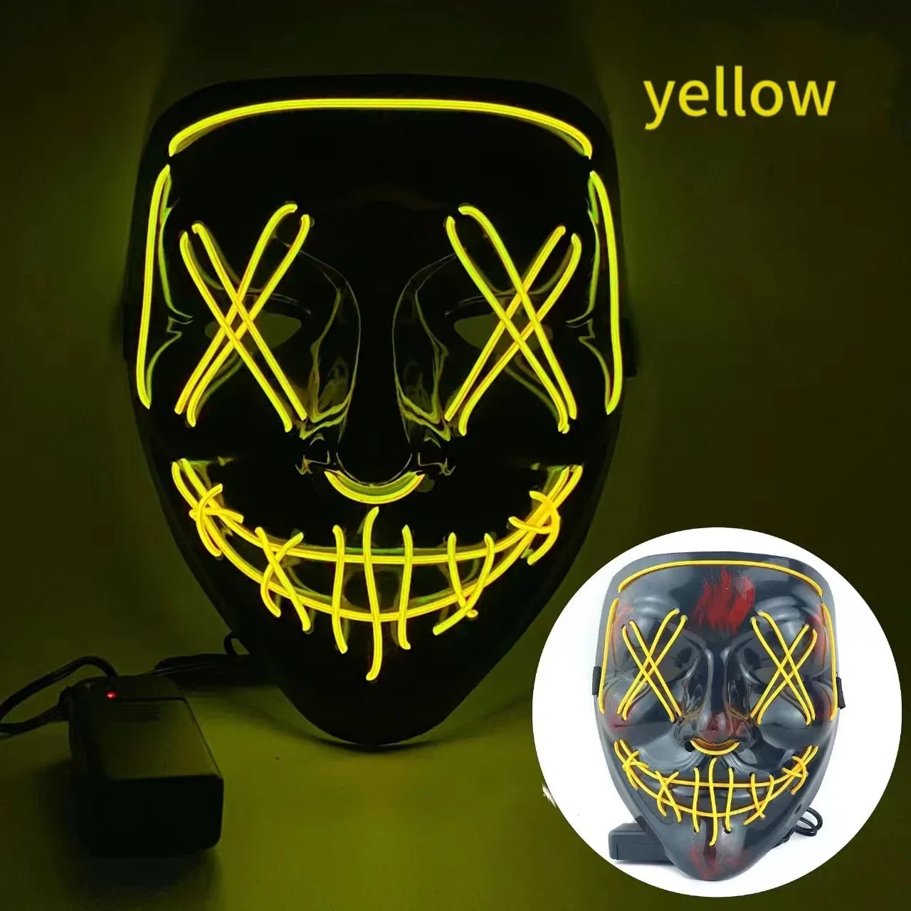🧟♂️ Masque Lumineux LED Effet Grimace – Accessoire de Fête pour Halloween, Carnaval & Soirées à Thème Effrayant, festif et lumineux – Ambiance garantie !