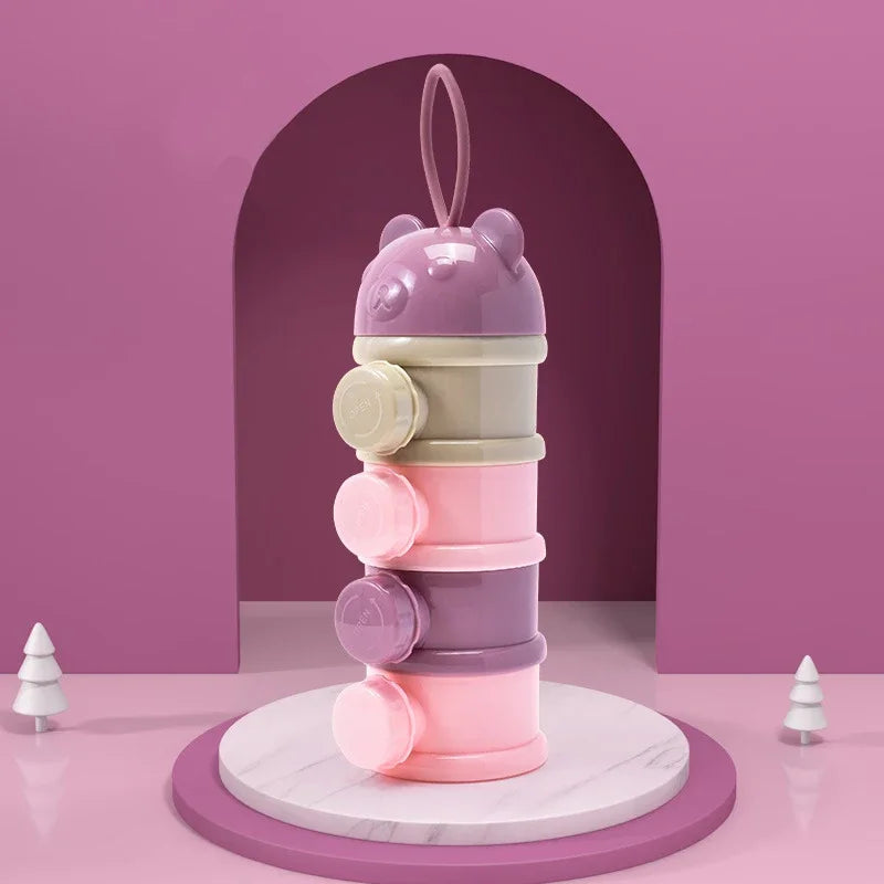 Bouteille de lait en poudre Portable à quatre couches, récipient de lait en poudre, boîte rotative de stockage des aliments pour bébé