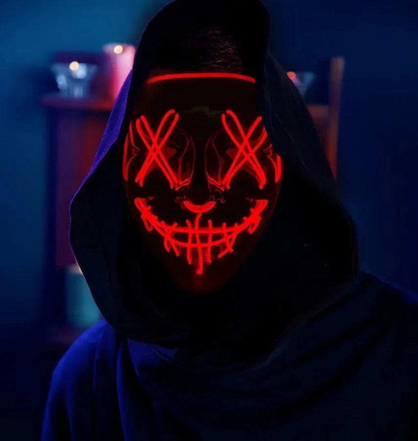 🧟♂️ Masque Lumineux LED Effet Grimace – Accessoire de Fête pour Halloween, Carnaval & Soirées à Thème Effrayant, festif et lumineux – Ambiance garantie !