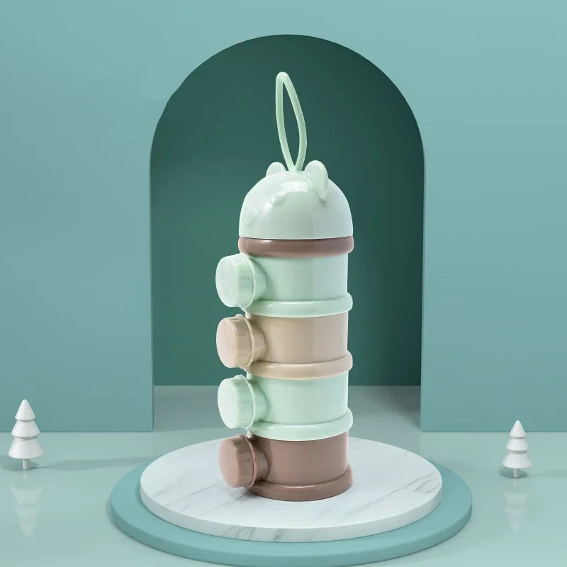 Bouteille de lait en poudre Portable à quatre couches, récipient de lait en poudre, boîte rotative de stockage des aliments pour bébé
