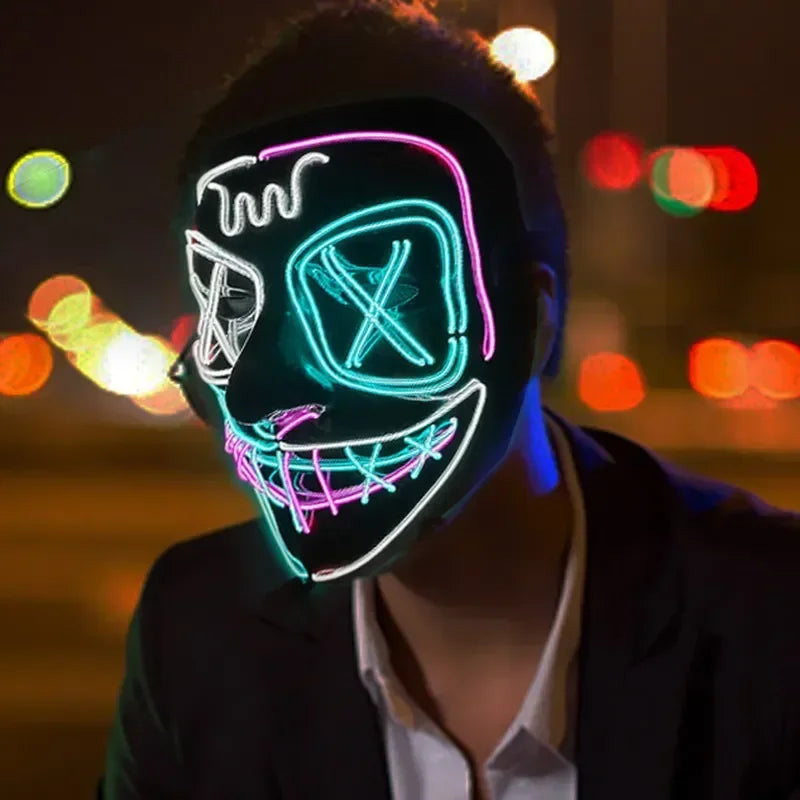 🧟♂️ Masque Lumineux LED Effet Grimace – Accessoire de Fête pour Halloween, Carnaval & Soirées à Thème Effrayant, festif et lumineux – Ambiance garantie !