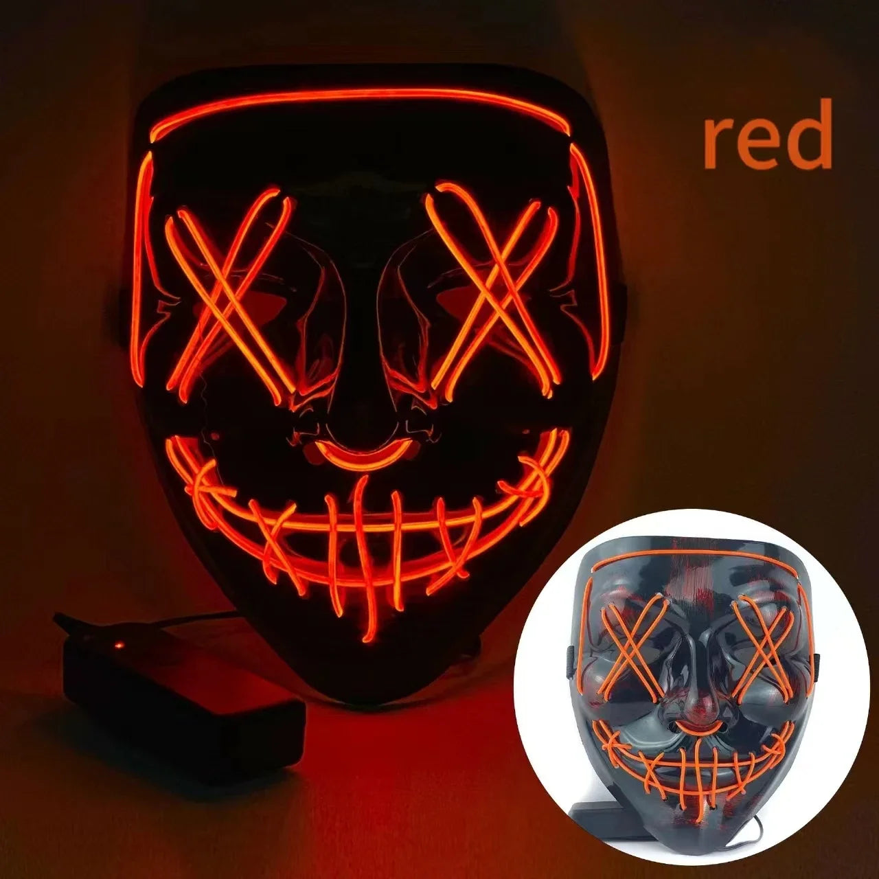 🧟♂️ Masque Lumineux LED Effet Grimace – Accessoire de Fête pour Halloween, Carnaval & Soirées à Thème Effrayant, festif et lumineux – Ambiance garantie !