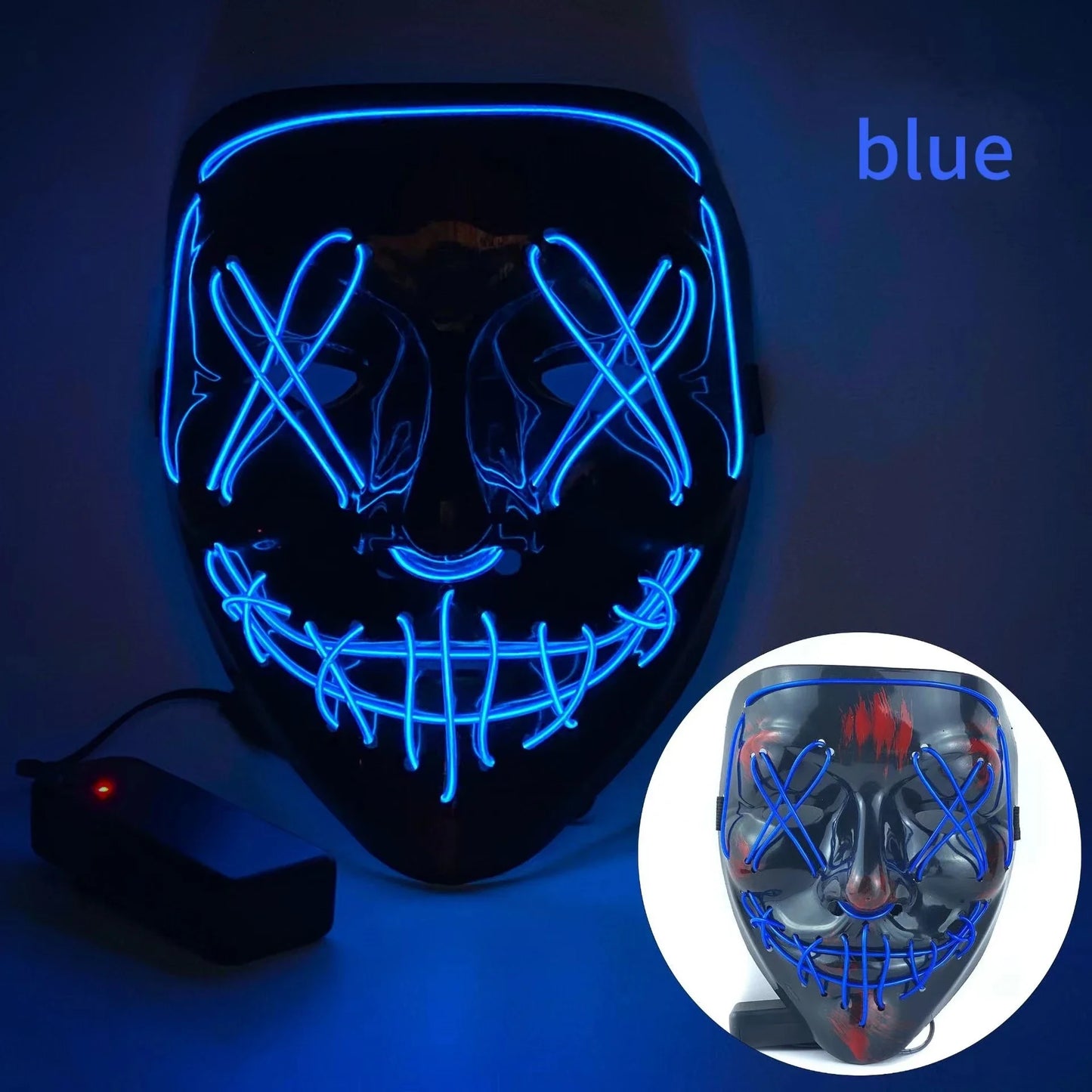 🧟♂️ Masque Lumineux LED Effet Grimace – Accessoire de Fête pour Halloween, Carnaval & Soirées à Thème Effrayant, festif et lumineux – Ambiance garantie !