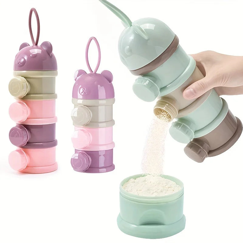 Bouteille de lait en poudre Portable à quatre couches, récipient de lait en poudre, boîte rotative de stockage des aliments pour bébé