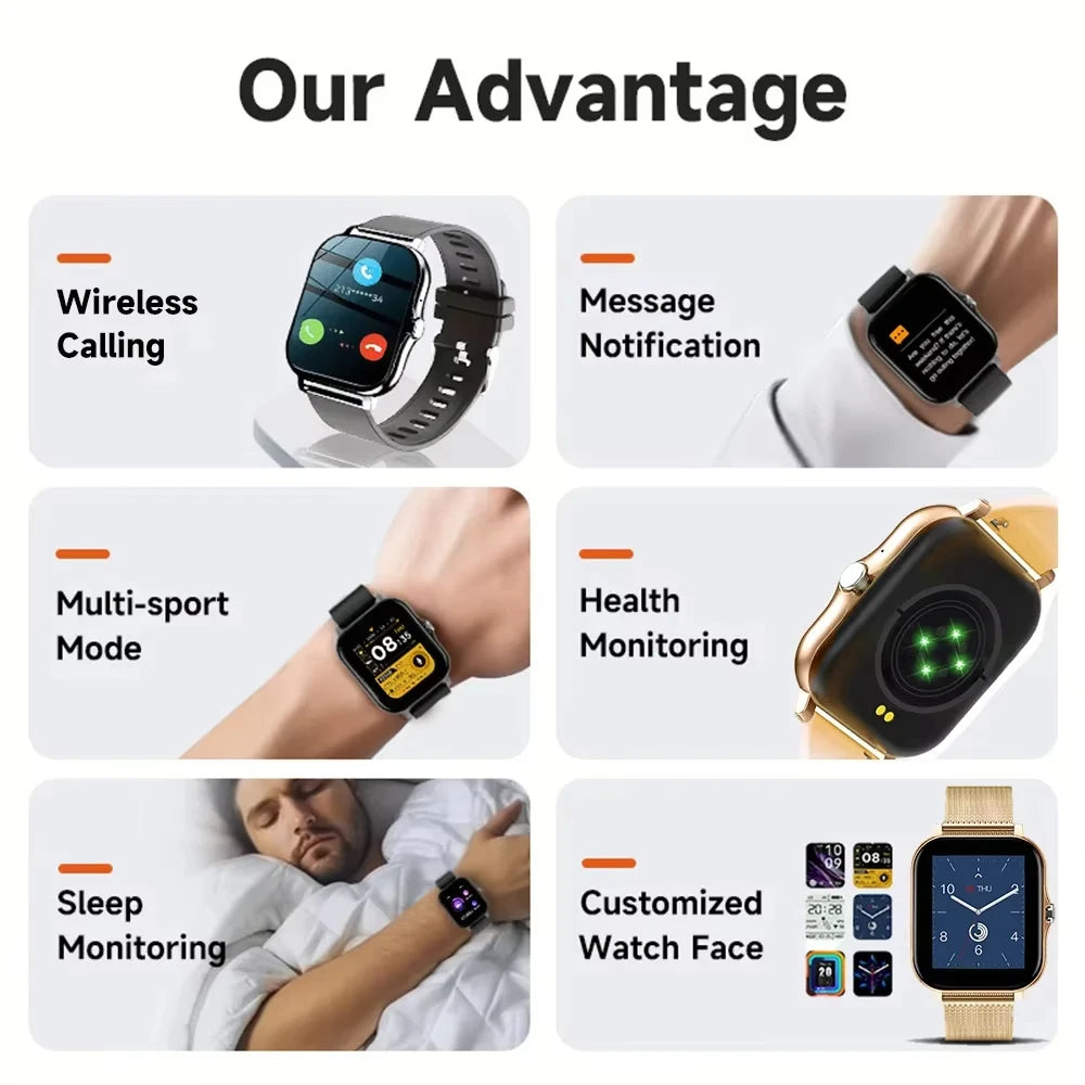 LAXASFIT 2025 – Montre Connectée Tactile avec Appels Bluetooth, Suivi Fitness & Coffret Cadeau pour Homme et Femme **ENG**LAXASFIT 2025 – Full Touch Smartwatch with Bluetooth Call, Fitness Tracker & Gift Box for Men and Women