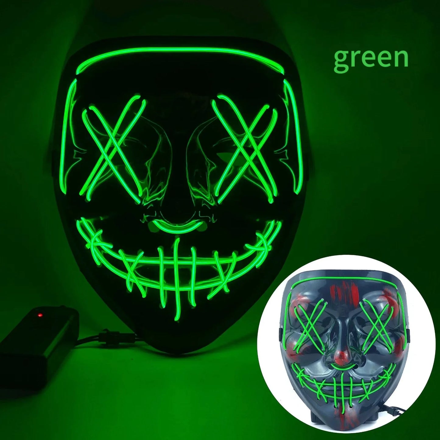 🧟♂️ Masque Lumineux LED Effet Grimace – Accessoire de Fête pour Halloween, Carnaval & Soirées à Thème Effrayant, festif et lumineux – Ambiance garantie !