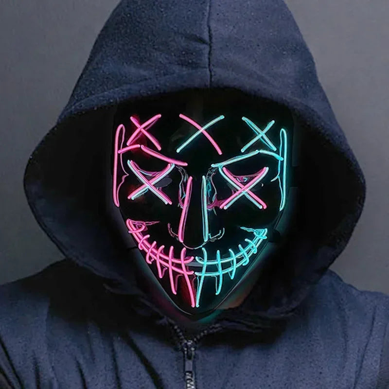 🧟♂️ Masque Lumineux LED Effet Grimace – Accessoire de Fête pour Halloween, Carnaval & Soirées à Thème Effrayant, festif et lumineux – Ambiance garantie !