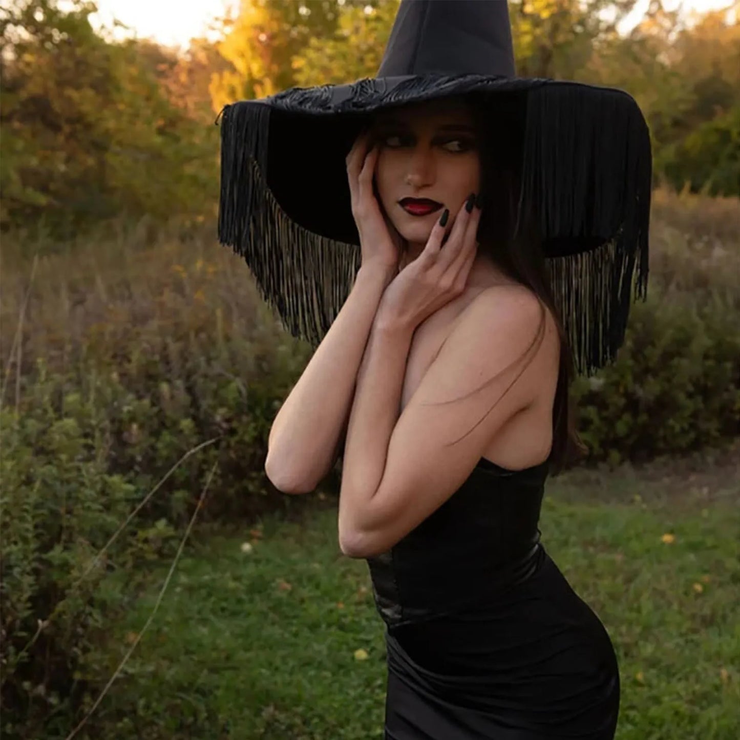 Chapeau Magicienne en Velours – Élégance Baroque & Punk pour Halloween et Cosplay