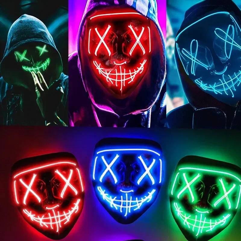 🧟♂️ Masque Lumineux LED Effet Grimace – Accessoire de Fête pour Halloween, Carnaval & Soirées à Thème Effrayant, festif et lumineux – Ambiance garantie !