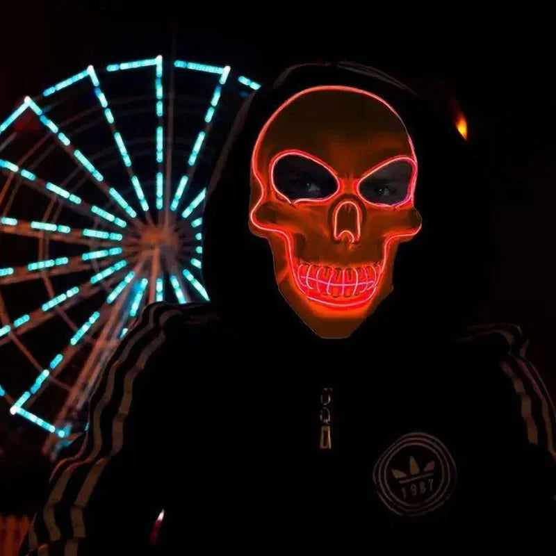 Masque Crâne LED Lumineux – Effet Horreur pour Halloween, Cosplay et Fêtes Nocturnes ******** ENGLISH *****LED Skull Mask – Scary Light-Up Mask for Halloween, Cosplay & Party Decor