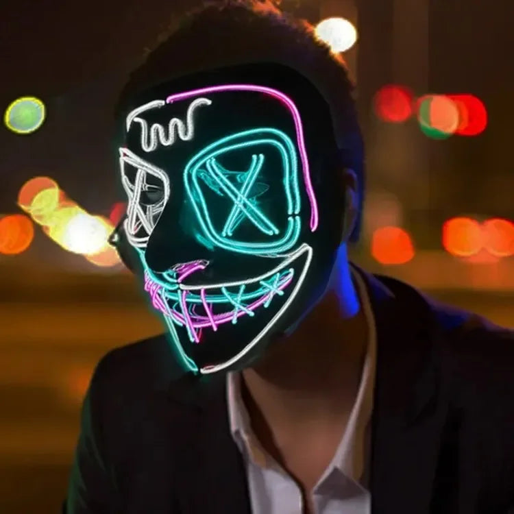🧟♂️ Masque Lumineux LED Effet Grimace – Accessoire de Fête pour Halloween, Carnaval & Soirées à Thème Effrayant, festif et lumineux – Ambiance garantie !