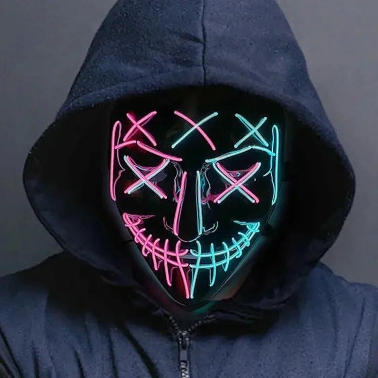 🧟♂️ Masque Lumineux LED Effet Grimace – Accessoire de Fête pour Halloween, Carnaval & Soirées à Thème Effrayant, festif et lumineux – Ambiance garantie !