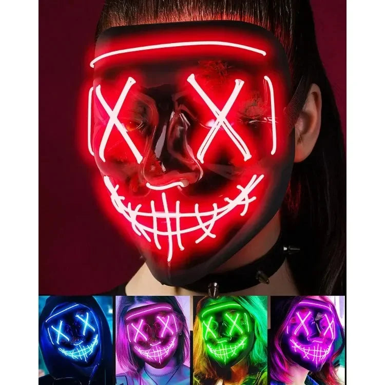 🧟♂️ Masque Lumineux LED Effet Grimace – Accessoire de Fête pour Halloween, Carnaval & Soirées à Thème Effrayant, festif et lumineux – Ambiance garantie !