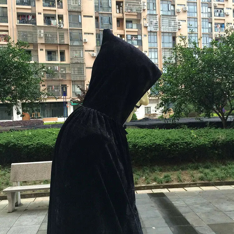 Cape en Velours à Capuche pour Adulte – Costume Médiéval Sorcière, Vampire, Wicca – Manteau Élégant Halloween, 5 Couleurs ***Anglais *** Adult Velvet Hooded Cloak – Medieval Witch, Vampire & Wicca Costume – Elegant Halloween Coat, 5 Colors