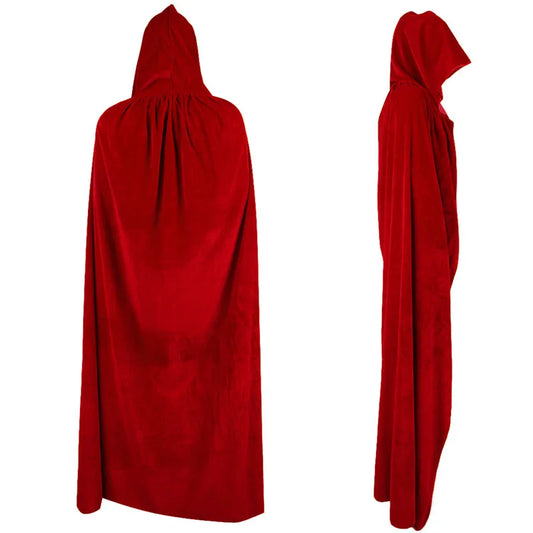 Cape de Sorcière en Velours Rouge avec Capuche – Adulte Unisexe