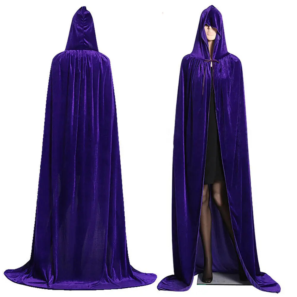 Cape en Velours à Capuche pour Adulte – Costume Médiéval Sorcière, Vampire, Wicca – Manteau Élégant Halloween, 5 Couleurs ***Anglais *** Adult Velvet Hooded Cloak – Medieval Witch, Vampire & Wicca Costume – Elegant Halloween Coat, 5 Colors