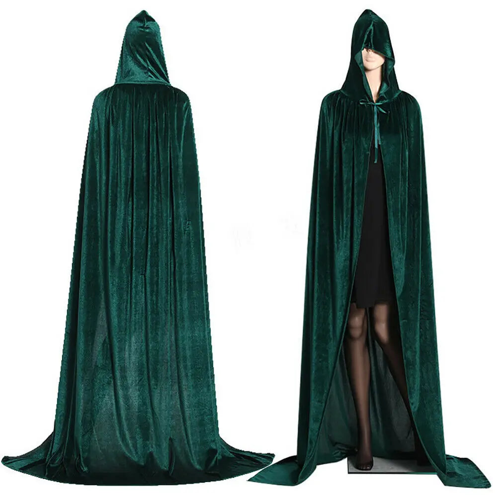 Cape en Velours à Capuche pour Adulte – Costume Médiéval Sorcière, Vampire, Wicca – Manteau Élégant Halloween, 5 Couleurs ***Anglais *** Adult Velvet Hooded Cloak – Medieval Witch, Vampire & Wicca Costume – Elegant Halloween Coat, 5 Colors