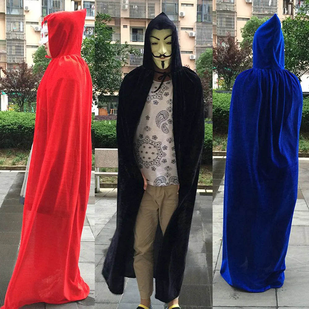 Cape en Velours à Capuche pour Adulte – Costume Médiéval Sorcière, Vampire, Wicca – Manteau Élégant Halloween, 5 Couleurs ***Anglais *** Adult Velvet Hooded Cloak – Medieval Witch, Vampire & Wicca Costume – Elegant Halloween Coat, 5 Colors