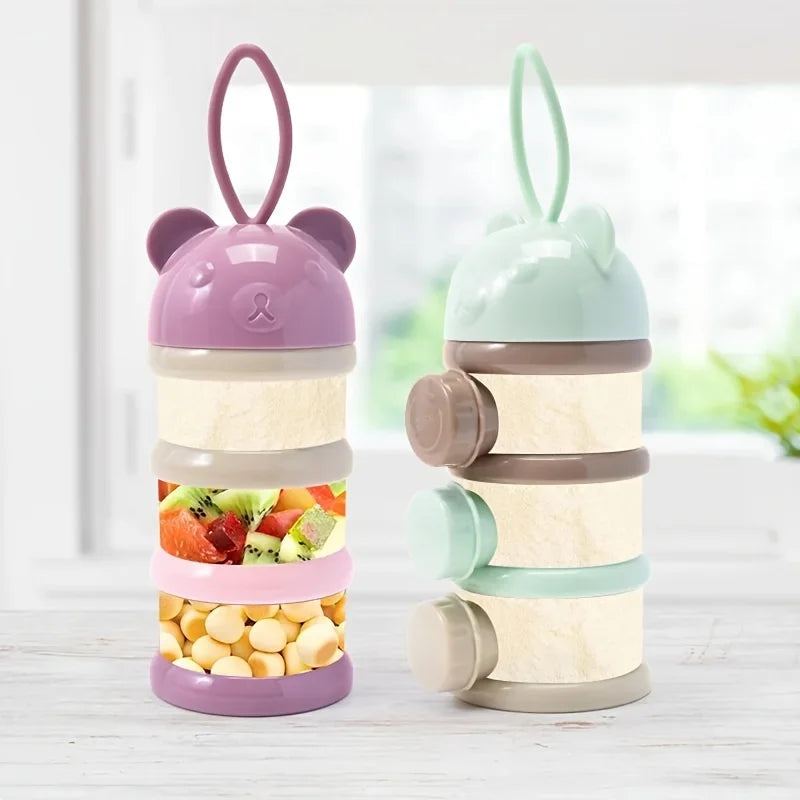Bouteille de lait en poudre Portable à quatre couches, récipient de lait en poudre, boîte rotative de stockage des aliments pour bébé