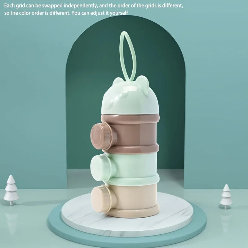 Bouteille de lait en poudre Portable à quatre couches, récipient de lait en poudre, boîte rotative de stockage des aliments pour bébé