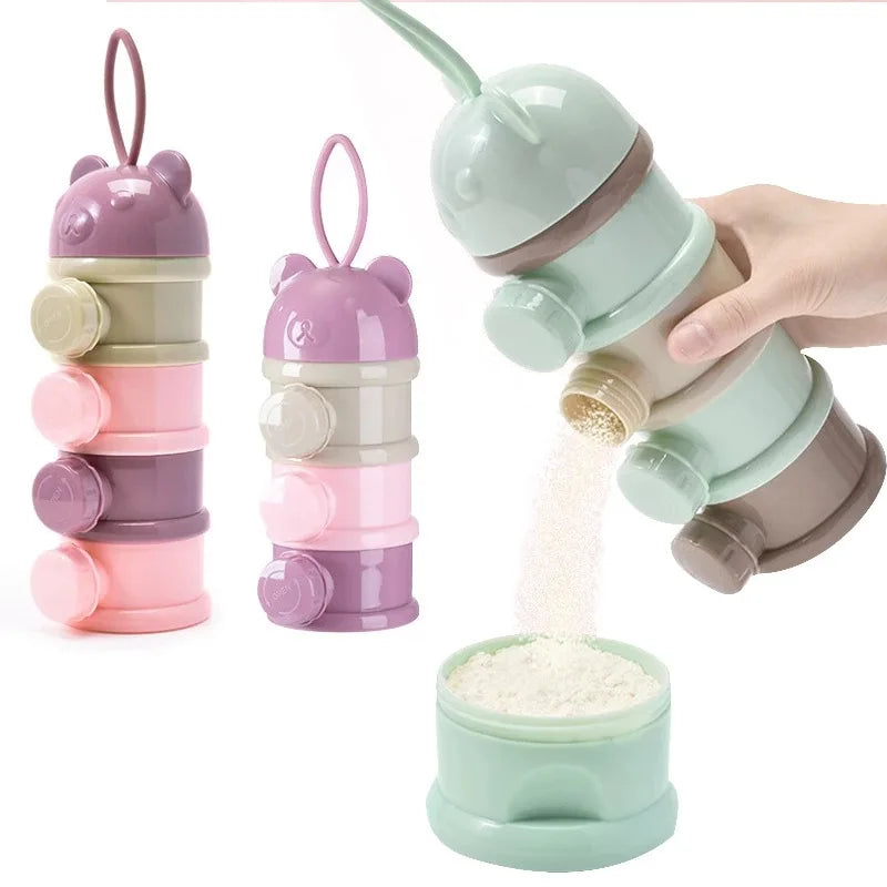 Bouteille de lait en poudre Portable à quatre couches, récipient de lait en poudre, boîte rotative de stockage des aliments pour bébé
