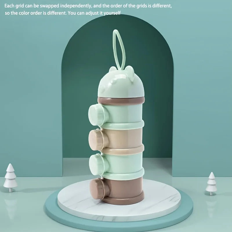 Bouteille de lait en poudre Portable à quatre couches, récipient de lait en poudre, boîte rotative de stockage des aliments pour bébé