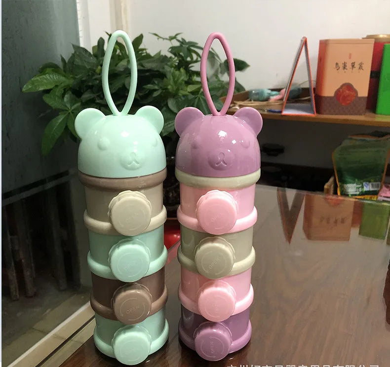 Bouteille de lait en poudre Portable à quatre couches, récipient de lait en poudre, boîte rotative de stockage des aliments pour bébé