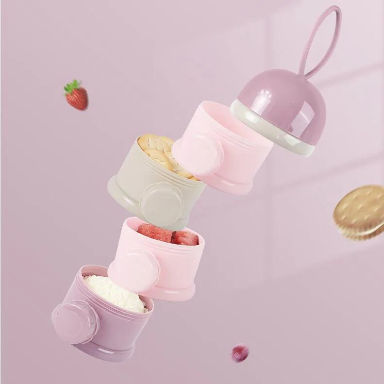 Bouteille de lait en poudre Portable à quatre couches, récipient de lait en poudre, boîte rotative de stockage des aliments pour bébé