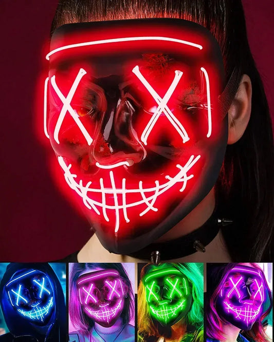 🧟‍♂️ Masque Lumineux LED Effet Grimace – Accessoire de Fête pour Halloween, Carnaval & Soirées à Thème  Effrayant, festif et lumineux – Ambiance garantie !