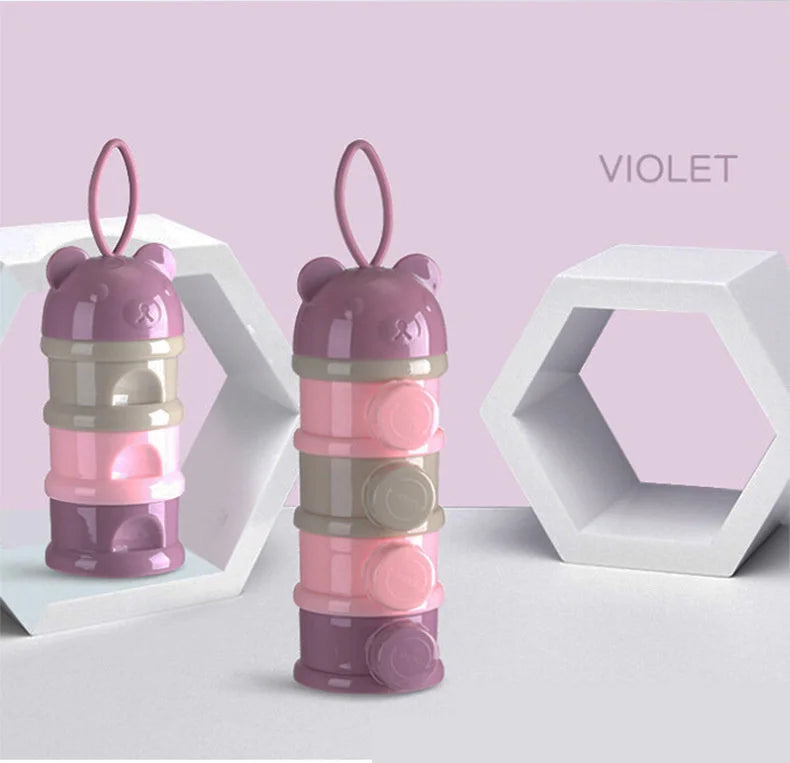 Bouteille de lait en poudre Portable à quatre couches, récipient de lait en poudre, boîte rotative de stockage des aliments pour bébé