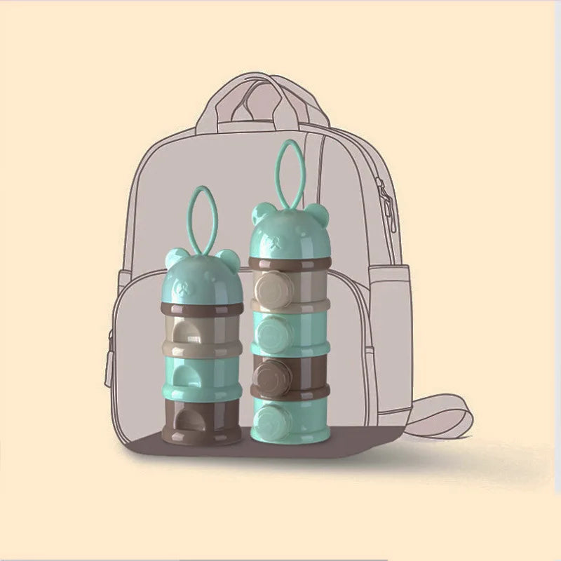 Bouteille de lait en poudre Portable à quatre couches, récipient de lait en poudre, boîte rotative de stockage des aliments pour bébé