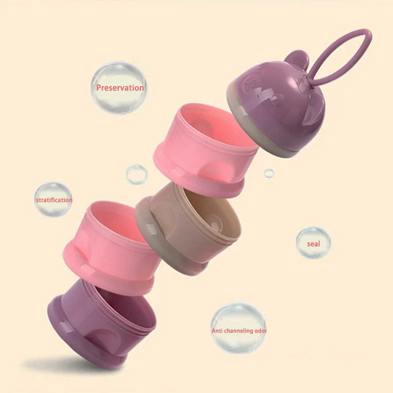 Bouteille de lait en poudre Portable à quatre couches, récipient de lait en poudre, boîte rotative de stockage des aliments pour bébé