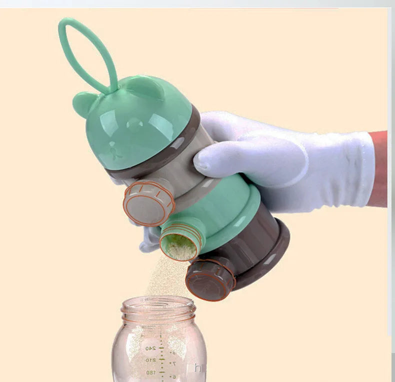 Bouteille de lait en poudre Portable à quatre couches, récipient de lait en poudre, boîte rotative de stockage des aliments pour bébé