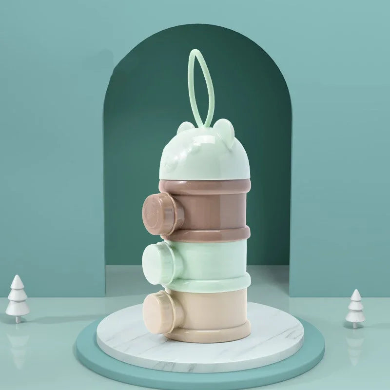 Bouteille de lait en poudre Portable à quatre couches, récipient de lait en poudre, boîte rotative de stockage des aliments pour bébé